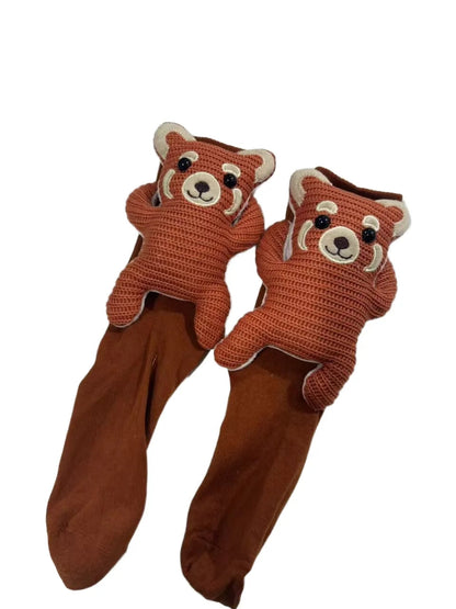 Fluffy 3D Ear Knit Animal Socks – Cute Winter Gift for Women, Teens & Kids