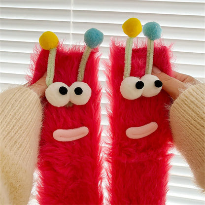 Fluffy Monster Coral Fleece Socks – Cozy Winter Sleep Socks & Cute Christmas Gift