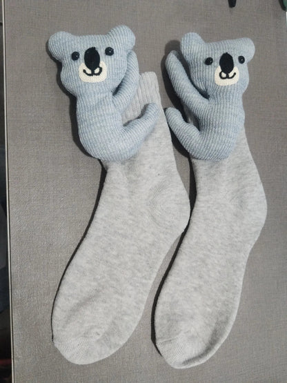 Fluffy 3D Ear Knit Animal Socks – Cute Winter Gift for Women, Teens & Kids